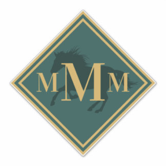 Monogrammen Hunter Green+ Gold Horse Trunk Trunk Sticker