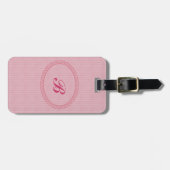 Monogrammen in roze-Één Initiaal+Address/2 Sided Bagagelabel (Voorkant horizontaal)