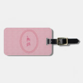 Monogrammen in Roze-Twee Initialen+Address/2 Sided Bagagelabel (Voorkant horizontaal)