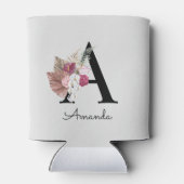 Monogrammen Initiaal A Roze Boho Girly Floral Blikjeskoeler (Achterkant)