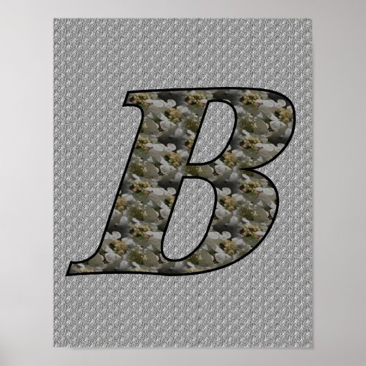 Monogrammen Initiaal B Hydrangea Floral Poster (Voorkant)