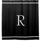 Monogrammen Initiaal Black White Classy Cool Douchegordijn (Voorkant)