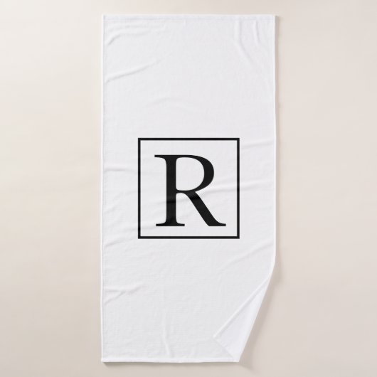 Monogrammen Initiaal Black White Custom Name Cute Badhanddoek (Badhanddoek)