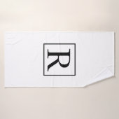 Monogrammen Initiaal Black White Custom Name Cute Badhanddoek (Badhanddoek)