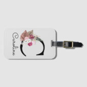 Monogrammen Initiaal C Roze Boho Girly Floral Bagagelabel (Voorkant (horizontaal))