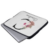 Monogrammen Initiaal C Roze Boho Girly Floral Laptop Sleeve (Voorkant onderkant)