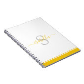 Monogrammen Initiaal Elegant Script Yellow Notitieboek (Rechterzijde)