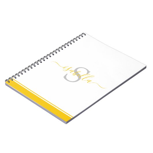 Monogrammen Initiaal Elegant Script Yellow Notitieboek (Linkerzijde)