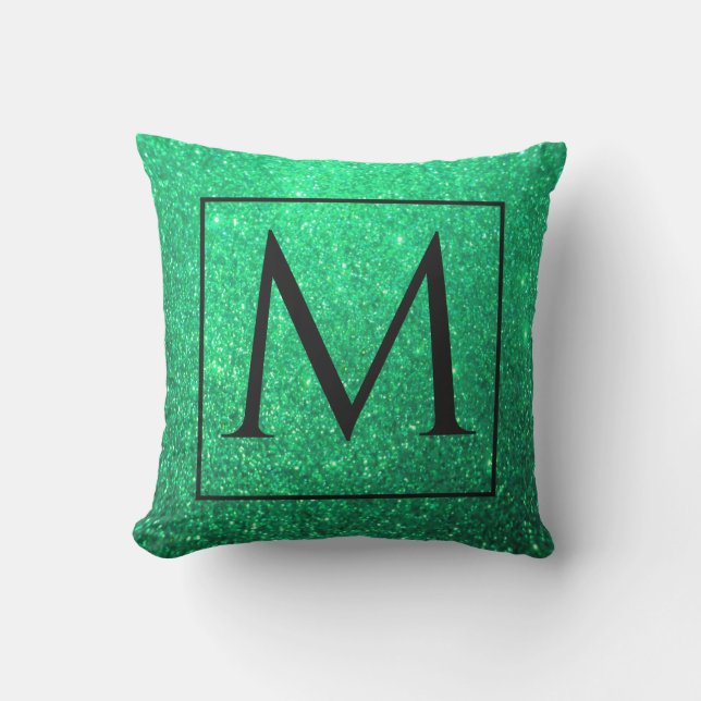 Monogrammen Initiaal Groen Glitter St Patrick's Da Buitenkussen (Voorkant)