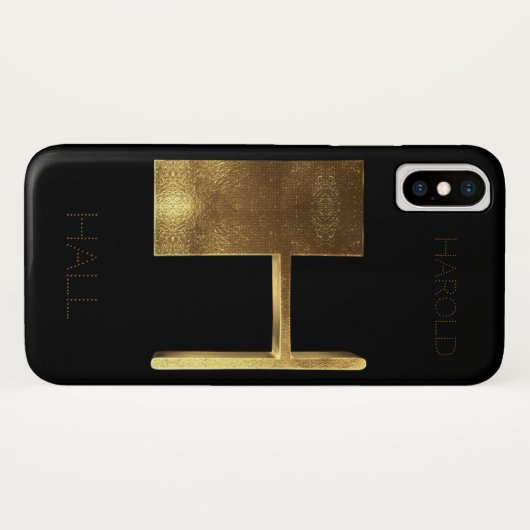 Monogrammen Initiaal H Zwart goud Case-Mate iPhone Case (Achterkant (horizontaal))