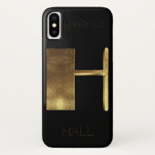 Monogrammen Initiaal H Zwart goud Case-Mate iPhone Case (Achterkant)