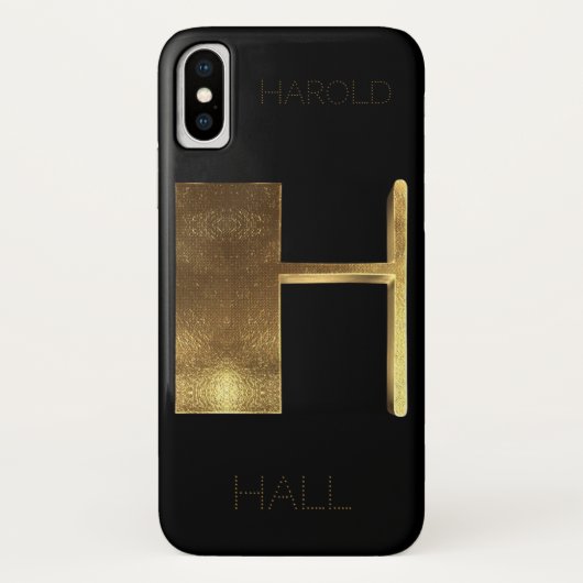 Monogrammen Initiaal H Zwart goud Case-Mate iPhone Case (Achterkant)