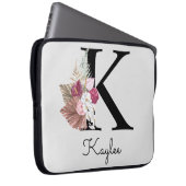 Monogrammen Initiaal K Roze Boho Floral Laptop Sleeve (Voorkant Rechts)