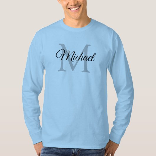 Monogrammen Initiaal Letter Name Mannen Light Blue T-shirt (Voorkant)