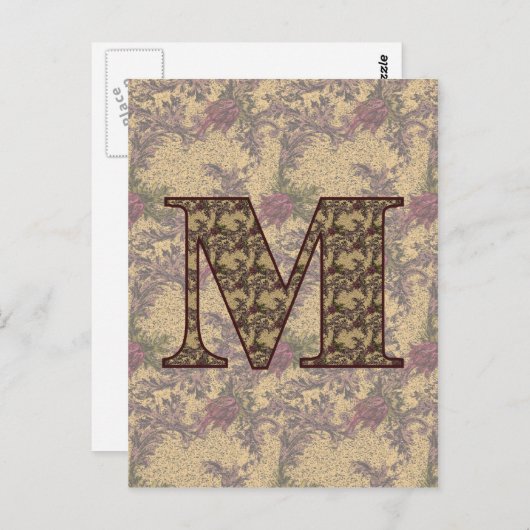 Monogrammen Initiaal M Elegant Floral Briefkaart (Voorkant / Achterkant)