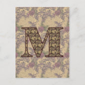 Monogrammen Initiaal M Elegant Floral Briefkaart (Voorkant)