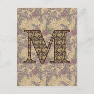 Monogrammen Initiaal M Elegant Floral Briefkaart