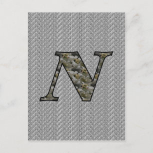 Monogrammen Initiaal N Hydrangea Floral Briefkaart