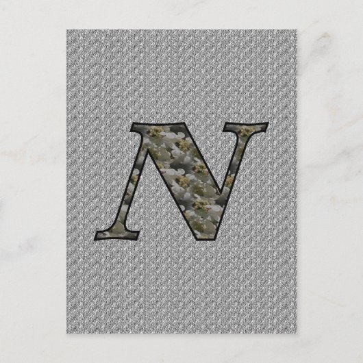 Monogrammen Initiaal N Hydrangea Floral Briefkaart (Voorkant)