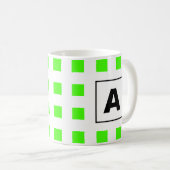 Monogrammen Initiaal Neon Green Tile Patronen Whit Koffiemok (Voorkant rechts)