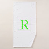 Monogrammen Initiaal Neon Groen Wit Kleurrijk Held Badhanddoek (Badhanddoek)