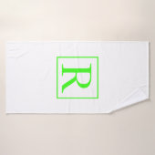Monogrammen Initiaal Neon Groen Wit Kleurrijk Held Badhanddoek (Badhanddoek)