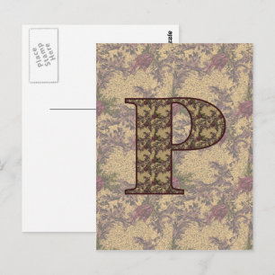 Monogrammen Initiaal P Elegant Floral Briefkaart