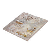 Monogrammen Initiaal Roos Gold Ceramic Tegel Tegeltje (Zijkant)