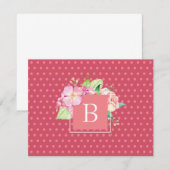 Monogrammen Initiaal Roze Stippen & Roze koraal Notitiekaartje (Voorkant / Achterkant)