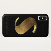 Monogrammen Initiaal S Black Gold Case-Mate iPhone Case (Achterkant (horizontaal))