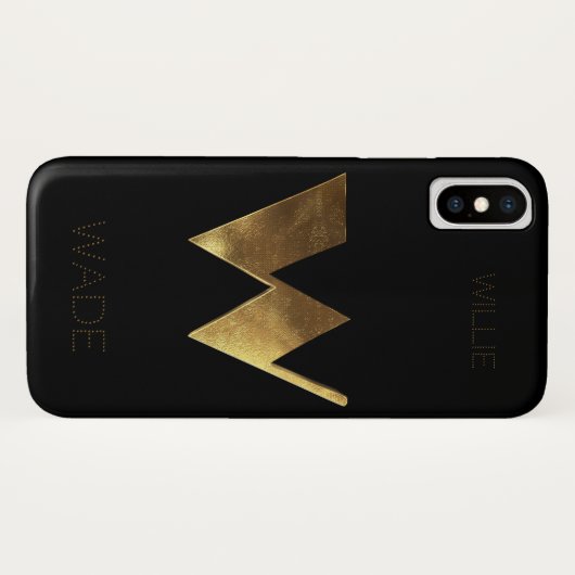 Monogrammen Initiaal W Black Gold Case-Mate iPhone Case (Achterkant (horizontaal))