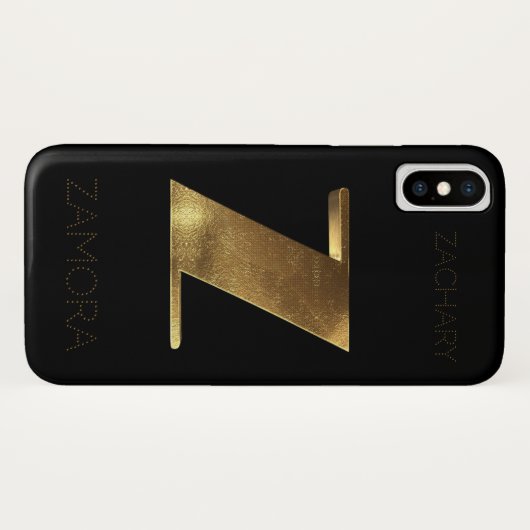 Monogrammen Initiaal Z Black Gold Case-Mate iPhone Case (Achterkant (horizontaal))