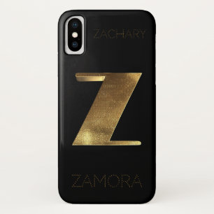 Monogrammen Initiaal Z Black Gold Case-Mate iPhone Case