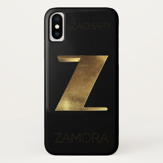 Monogrammen Initiaal Z Black Gold Case-Mate iPhone Case (Achterkant)