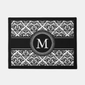 Monogrammen Initialen Black White Damask Deurmat (Voorkant)