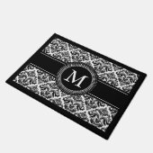 Monogrammen Initialen Black White Damask Deurmat (Schuin)