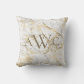 Monogrammen Initialen Gold White Grey Marble Gift Kussen (Voorkant)