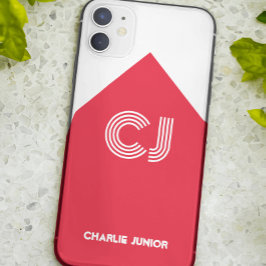 Monogrammen initialen Minimalistisch wit en rood Case-Mate iPhone Case