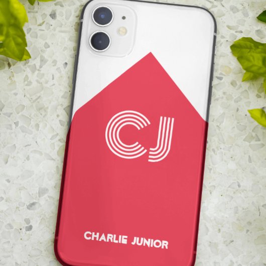 Monogrammen initialen Minimalistisch wit en rood Case-Mate iPhone Case