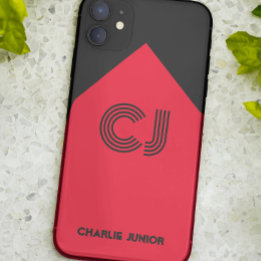 Monogrammen initialen Minimalistisch zwart en rood Case-Mate iPhone Case