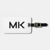 Monogrammen Initialen Naam Gift Favoriet Zwart Wit Bagagelabel (Voorkant horizontaal)