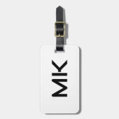 Monogrammen Initialen Naam Gift Favoriet Zwart Wit Bagagelabel (Voorkant verticaal)