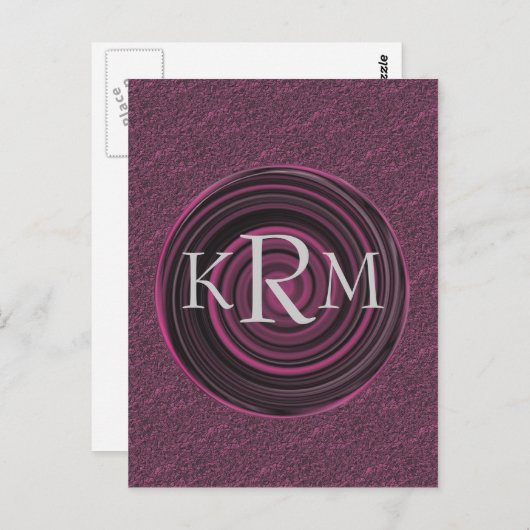 Monogrammen Initialen Plum Swirls Briefkaart (Voorkant / Achterkant)