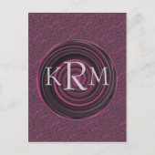 Monogrammen Initialen Plum Swirls Briefkaart (Voorkant)