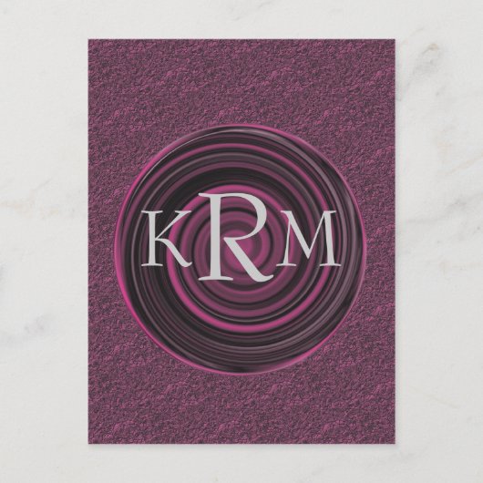 Monogrammen Initialen Plum Swirls Briefkaart (Voorkant)