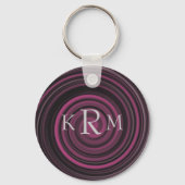 Monogrammen Initialen Plum Swirls Sleutelhanger (Voorkant)