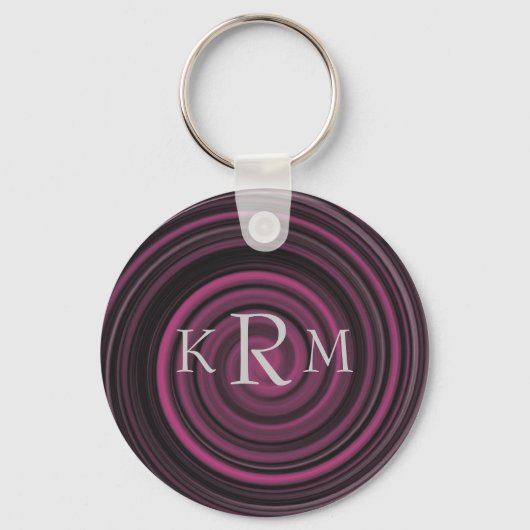 Monogrammen Initialen Plum Swirls Sleutelhanger (Voorkant)