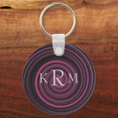 Monogrammen Initialen Plum Swirls Sleutelhanger (Voorkant)