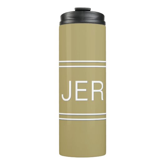 Monogrammen Initialen Reis Drinkware Gold White Thermosbeker (Voorkant)