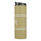 Monogrammen Initialen Reis Drinkware Gold White Thermosbeker (Geroteerd rechts)